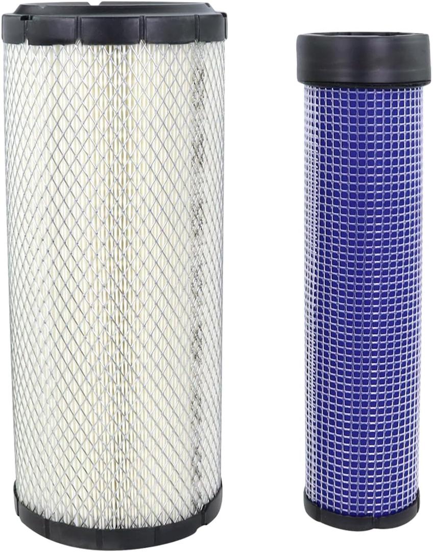 46671 Outer Air Filter & 46672 Inner Air Filter Compatible with John Deere Skid Steer 240 250 270 317 Bobcat Excavator 337 337D 337G 341 341D 341G 435 435D Replace 6666375 6666376, P827653 P829332