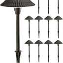 LEONLITE 12-Pack LED Low Voltage Landscape Lights, 3W Cast-Aluminum 12-24V Pathway Light, 4000K Cool White Waterproof Path Lights, ETL Listed Landscape Lighting Wired for Yard Lawn, Bronze