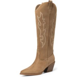 DREAM PAIRS Cowgirl Boots Women Knee High Cowboy Boots, US 12