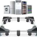 WBD WEIBIDA Upgraded Full-size Washing Machine Base Stand with 4 Locking Wheels & 10 Strong Feet, 24-31" Fridge Stand Adjustable Flat Dolly Cart Mobile Base for Washer, Dryer, Refrigerator, Furniture (Grey-Upgraded 10 Feet 4 Dual Wheels)