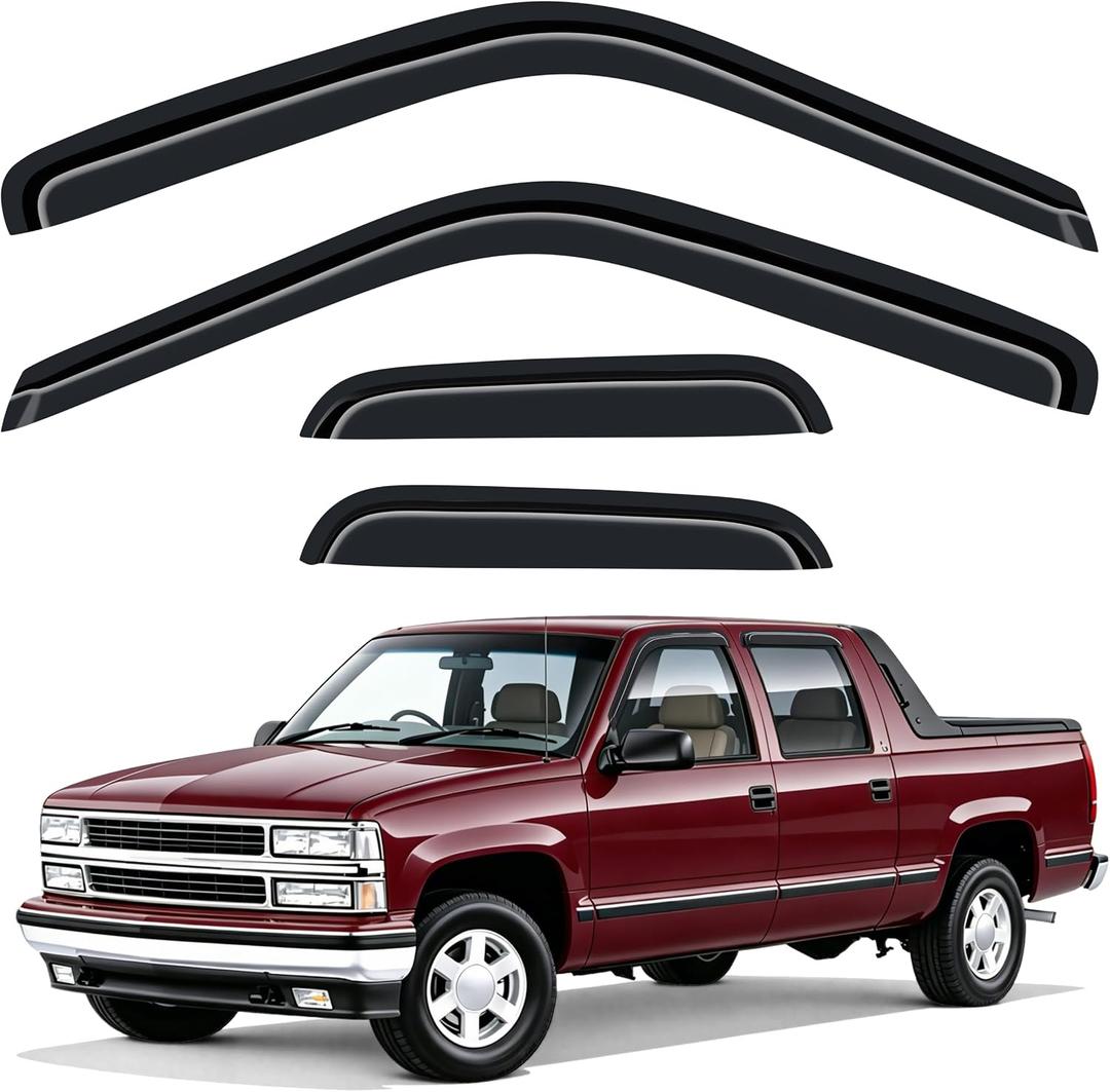 Out-Channel Window Visors Rain Guards for 1988-1999 Chevy/GMC C1500/ C2500/C3500/ K1500/ K2500/ K3500 Extended Cab, Wind Deflectors Extra Durable Vent Shade Dark Smoke Truck Accessories