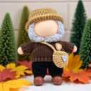 Clothes Set for 17cm Doll, Handcrafted Crochet 5 Piece Set Sweaters Hat Backpack Pants Shoes, Clothes Outfit Accessories for Dolls (No Doll) Red
