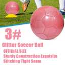 DHYLRICHER 3 Pack Glitter Soccer Ball Set with Pump – Size 5 Pink Training Balls for Youth, Teens, and Adults – Soft Practice Ball for Beginners