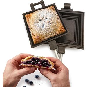 Coghlan's Cast Iron Camp Cooker - Pre-Seasoned Pie Iron Sandwich Maker with Heat-Resistant, Removable Handles, Easy-to-Clean for Toasted Pies, Grilled Sandwiches, and Meats, For Campfire Cooking