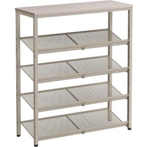 VASAGLE Shoe Rack for Entryway, 5-Tier Shoe Rack Organizer with Storage Shelves and Spacious Top, Freestanding, Adjustable, Industrial, Cappuccino Beige and Oatmeal Beige ULBS038L01