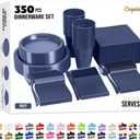 350 Pcs Navy Plastic Plates For Party, Navy Disposable Plates Set, 50 Of Each 9" Dinner Plate Set, 7" Dessert Plate, Cups, Napkins & Cutlery Plastic Dinnerware Exquisite