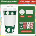 Christmas To Go Coffee Cups with Lids 16 oz Insulated Cups, 100 Packs Hot Cup for Chocolate/Coffee/Tea/Water/Juice, Coffee Bar Accessories with Lid & Sleeve, Christmas Cups Disposable Supplies, 100 sets