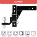 OPENROAD Adjustable Trailer Hitch Ball Mount, Fits 2-Inch Receiver, 1-Inch Hole, 7500lbs, 9-1/2" Drop/ 8-1/4" Rise Drop Hitch, Tow Hitch for Heavy Duty Truck with Secure Screw-in Pin & R-Clip