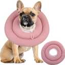 IDOMIK Dog Recovery Collar, Waterproof Soft Dog Cone After Surgery, Comfy Protective Elizabethan Collar Alternative for Dogs Cats, Adjustable Pet Neck Donut Cone Anti-Licking Biting Wounds,Pink,L