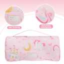 Viviland Toddler Kid Nap Mat for Preschool, Girls Pink Princess Daycare Kindergarten Slumber Bag
