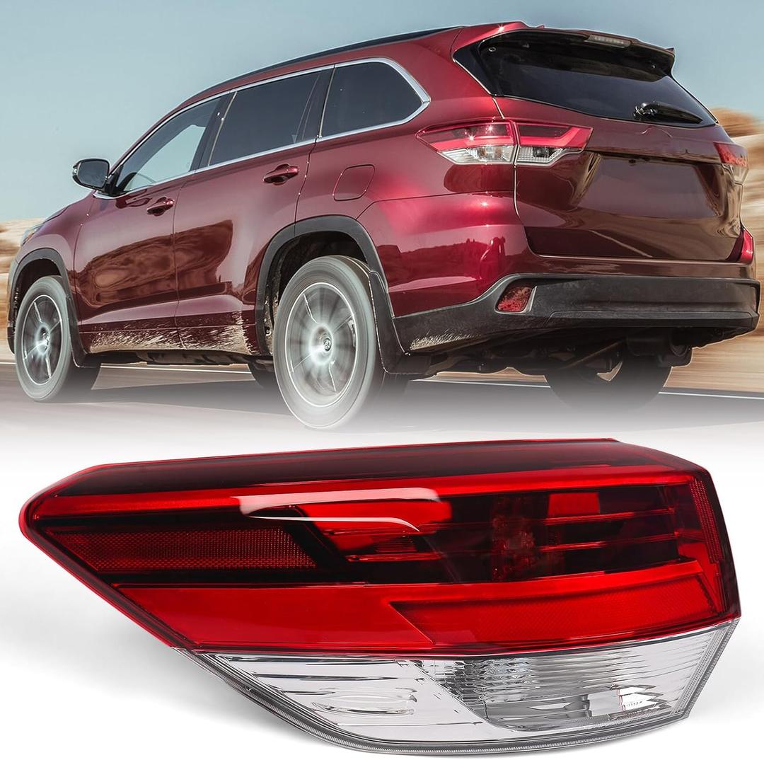 Huray Left Outer Tail Light for Toyota Highlander 2017-2019 Driver Side LED Taillight Lamp Assembly Replacement for TO2804132 815600E161