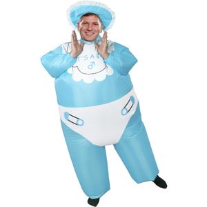 Inflatable Baby Costume for Adults Funny Halloween Blow up Costume for Baby Shower Gender Reveal Party (Blue)