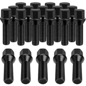 14x1.5 Lug Bolts, 20 Pcs Black Wheel Bolts 27mm Shank 17mm Hex 52mm Length Conical Seat for Audi A1 A2 A3 A4 A5 A6 A7 A8 S4 S5 S6 S7 S8 TT, for Volkswagen VW Beetle CC Golf Jetta Eos Corrado Passat