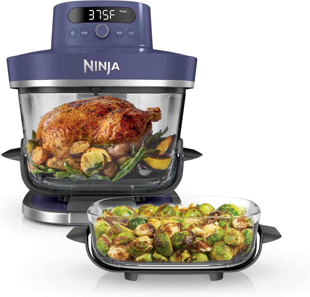 Ninja Crispi Pro Glass Air Fryer, 6-in-1, Amethyst, AS101PU1 | Max crisp, air fry, bake, roast, recrisp, dehydrate, 1800W, 450F max, 6Qt, 2.5Qt containers, 6 Quarts