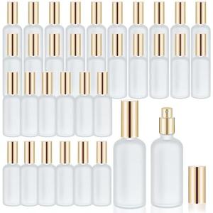 Olutacot 32 Pcs Glass Spray Bottle - Empty Frosted Reusable Perfume Bottle Cosmetic Container With Fine Mist Sprayer Pump for Travel Face Body Sprays (Light Gold)