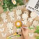 8Pcs Flower Spring Wood Crafts to Paint, Wooden Flowers Picture Frame for Craft, 3D Unfinished Spring Picture Frame Craft for Painting, DIY Mothers Day Gifts Flower Cutouts for Painting Decorations