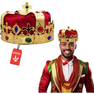 Morph Adult Royal King Crown Queen Regal Jeweled Gold Hat Halloween Wiseman Costume Accessory