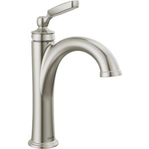 Delta Woodhurst Brushed Nickel Bathroom Faucet 1 Hole, Single Hole Bathroom Sink Faucet for Vanity, Metal Push-Pop Drain Assembly, Stainless 532-SSMPU-DST
