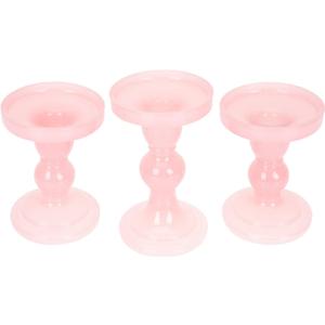 Candle Holders for Pillar Candles 3pcs Glass Candle Holder Pink Candle Holders for Candlesticks Glass Pillar Candle Holder for Home Restraunt Wedding Centerpiece