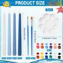 Treela 48 Pcs DIY Candle Painting Kit, 10 Inch Candlesticks, Acrylic Paint Strips, Palettes, Painting Brushes for Summer Pool Beach Party Adult Crafts, Blue Birthday Wedding Home Decor(Blue,White)
