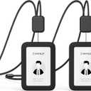 2 Pack Lanyards for ID Badges Holder, SANTLET Silicone ID Badge Holder Name Card Case Protector with Retractable Cord, Safety Breakaway Buckle, 2 Card Slots for Office Staff Teachers Employees Black (Vertical)