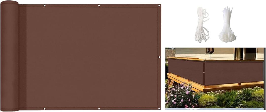 3'x12', Aiwi Space 100% Solid Non-See-Through Privacy Fence Screen, 3ft Garden Privacy Fence, Balcony Privacy Fence, Privacy Protect for Balcony, Backyard,Porch, Railing and Pool, Brown