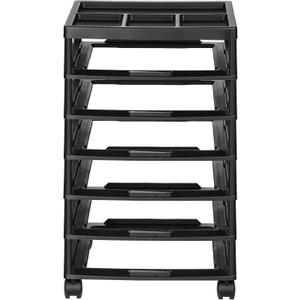 6-Tier Rolling Storage Cart with Organizer Top,Large Capacity Craft Organizer for Scrapbooking Supplies, Toys & Office Essentials,Mobile Utility Cart with Locking Wheels,Black