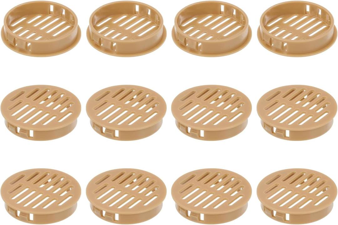 uxcell 12Pcs 50mm/1.97" Circular Soffit Air Vents, Plastic Soffit Vent Cover, Round Mesh Hole Louver for Bathroom Kitchen Cabinet Wardrobe, Orange