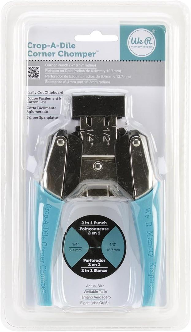 We R Memory Keepers, Crop-A-Dile Corner Chomper Punch, Teal, Comfort Handle, for .25"-.5" Corner Rounder, Crafting and Scrapbooking Tool, Compatible for Most Cardstock Paper, Leather, Fabric and More We R Memory Keepers, Crop-A-Dile Corner Chomper Punch, Teal, Comfort Handle, for .25"-.5" Corner Rounder, Crafting and Scrapbooking Tool, Compatible for Most Cardstock Paper, Leather, Fabric and More