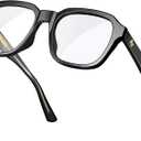 VISOONE Oversized Square Blue Light Blocking Glasses Fashion Computer Eyewear for Women and Men BENNETT (Jet Black)