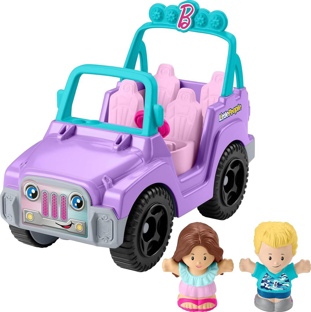 Fisher-Price Little People Barbie Toddler Toy Car Beach Cruiser with Music Sounds and 2 Figures for Pretend Play Kids Ages 18+ Months