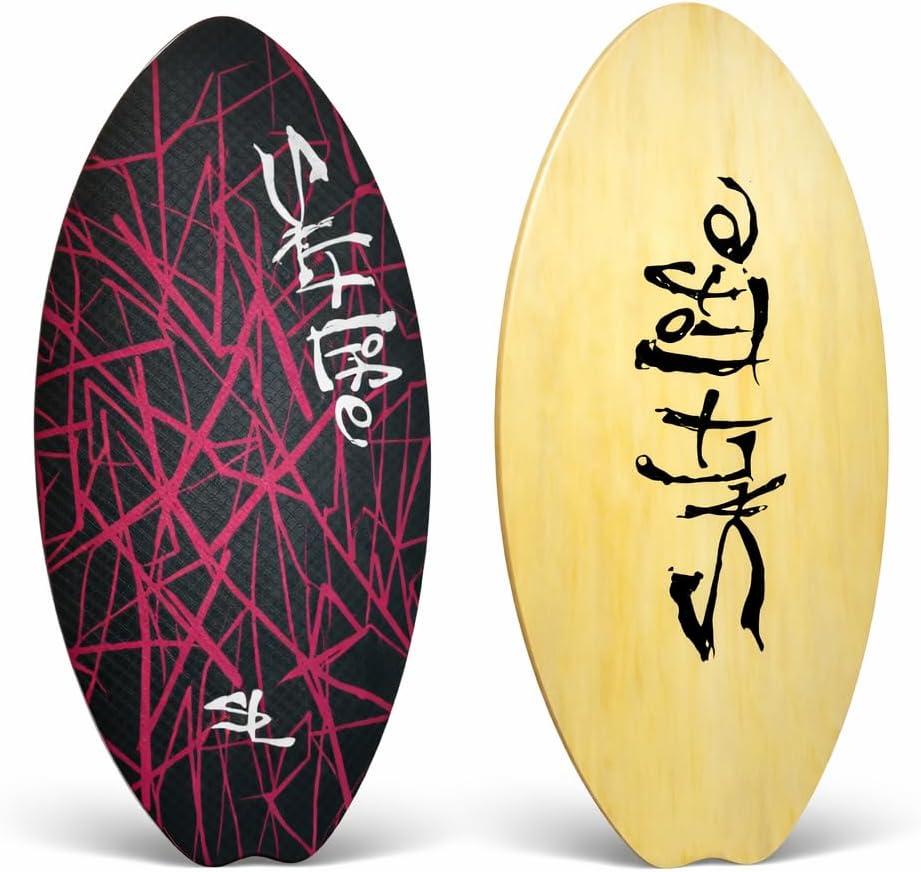 SALT LIFE Wooden Skimboard for Beach Skimming, High-Gloss Coated Wood Skim Board with EVA Traction Pad, Beginner-Friendly for Kids, Teens & Adults, 39"