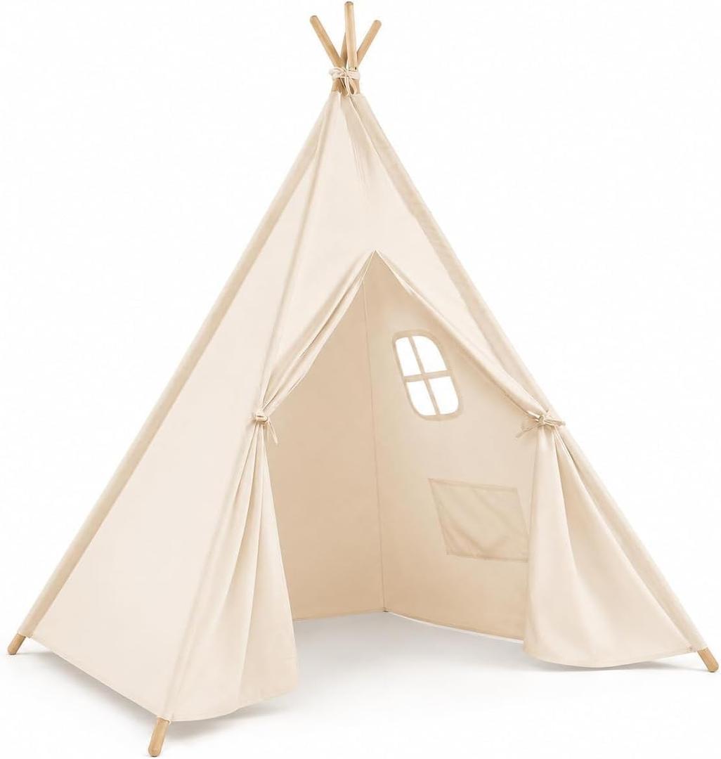 Tent with Teepee with Pom Pom Tents -Family Tents for Camping Hiking Traveling Outdoor Party Christmas, Large