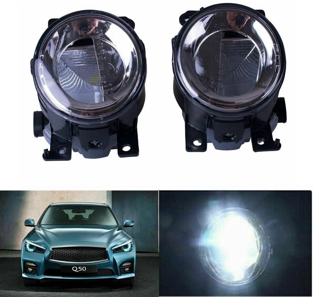 Fog lights Compatible for Infiniti Q50 QX50 Q60 QX60 Q70L QX80 2014-2018 Front Bumper Assembly Bulbs Daytime Driving Lamps Left Right Side