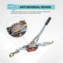 2 Ton Dual Gear Power Puller, 2 Hook Steel Cable Dual Gear Power Ratchet Come Along Puller Tool with Cable Automotive Hoist Hand Winch Cable Puller Stretcher Lift 4400 Lbs
