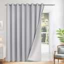 Yakamok Light Grey Room Darkening 100% Blackout Curtains Grommet Extra Wide Window Treatment with 2 Thick Layers-Grey Thermal Insulated Drape 1 Panel for Living Room Patio Door 100 by 84 Inches Length