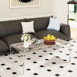 MESAILUP 44 inch Premium Clear Acrylic Rectangle Coffee Table for Living Room,Mid Century Transparent Waterfall Lowtea Table, Large Size Table (44"x16"x16") Fit for 3-4 Seat Sofa