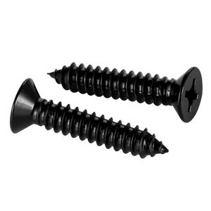 #12 x 1-1/4" Wood Screws Flat Head Fast Self Tapping Drywall Screws 18-8 Stainless Steel 304 Black Finish, 50 PCS