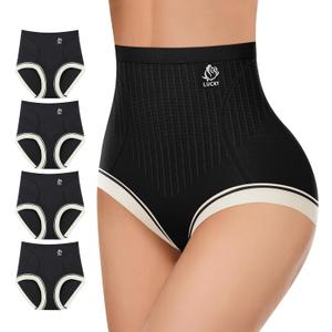 Women's High Waisted Underwear Tummy Control Ladies Panties Postpartum Briefs Breathable Full Coverage 4 Pack (X-Large)