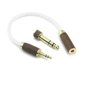 NewFantasia 3.5mm 1/8" TRS Male and 6.35mm 1/4" Adapter to 4.4mm Balanced Female Headphone Audio Adapter Cable 8 Cores 6N OCC Copper Single Crystal Silver Plated Wire Walnut Wood Shell