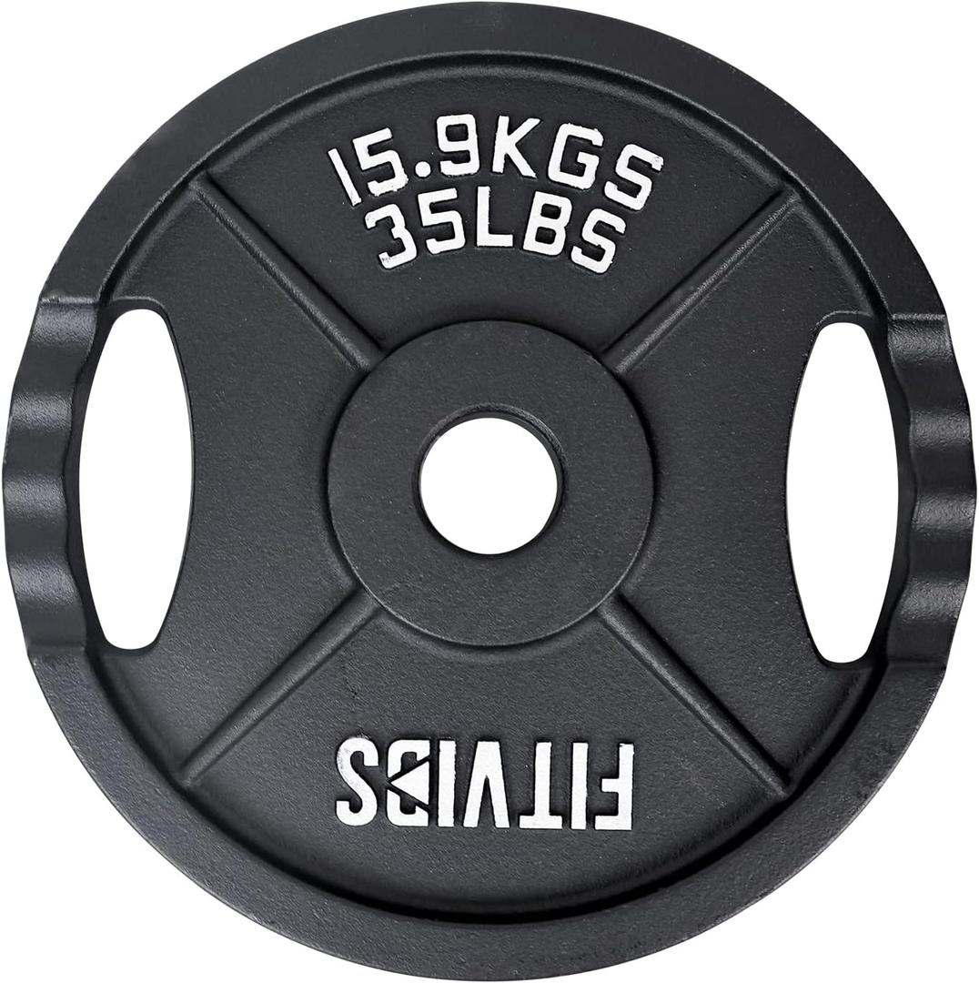 Signature Fitness Cast Iron Plate Weight Plate for Strength Training and Weightlifting, Standard or Olympic, Multiple Sizes (1-Inch Center (Standard))