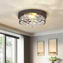 12-Inch Flush Mount Ceiling Light, Modern Farmhouse Style with Hammered Glass Shade, Oil Rubbed Bronze Finish, Ideal for Living Room, Bedroom, or Dining Room Model CKCL4822-2W-HGORB