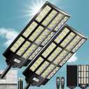 VOOJOY 12000W Solar Street Lights Outdoor, Commercial Solar Parking Lot Lights with Motion Sensor and Remote Control, IP67 Waterproof, Wide Angle Dusk to Dawn Outdoor Lighting, Large Dimension, 2 Pack