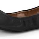 Amazon Essentials Women's Belice Comfortable Slip-On Ballet Flats Shoes, Black Faux Leather, 8.5