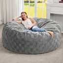 Hobestluk Bean Bag Chairs Beanbag Chair with Filler Adult Bean Bags with Fluffy Plaid Cover, Giant Bean Bag Chairs for Adults for Living Room, Bedroom (Grey, 5FT - 50 x 50 x 24)