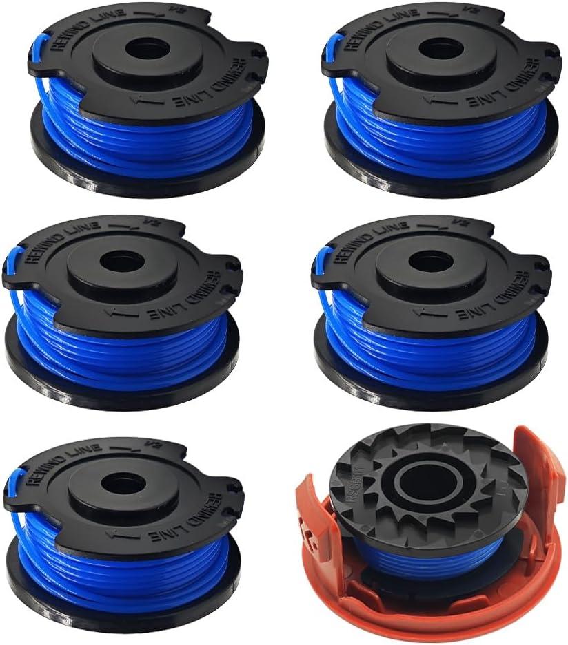 MADAT 88524 Trimmer Line 0.065" 16Ft with Cover Cap, Fit for Toro 51484 51486 51487 88506 String Trimmer Auto Feed Spool Kit, Includes 6 Spool and 1 Cap