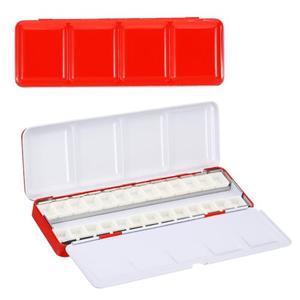 PATIKIL Empty Watercolor Palette, Metal Watercolor Tin with 26pcs Half Pans Paint Case with Lid Paint Box for Travel Gouache Oil Painting, Red
