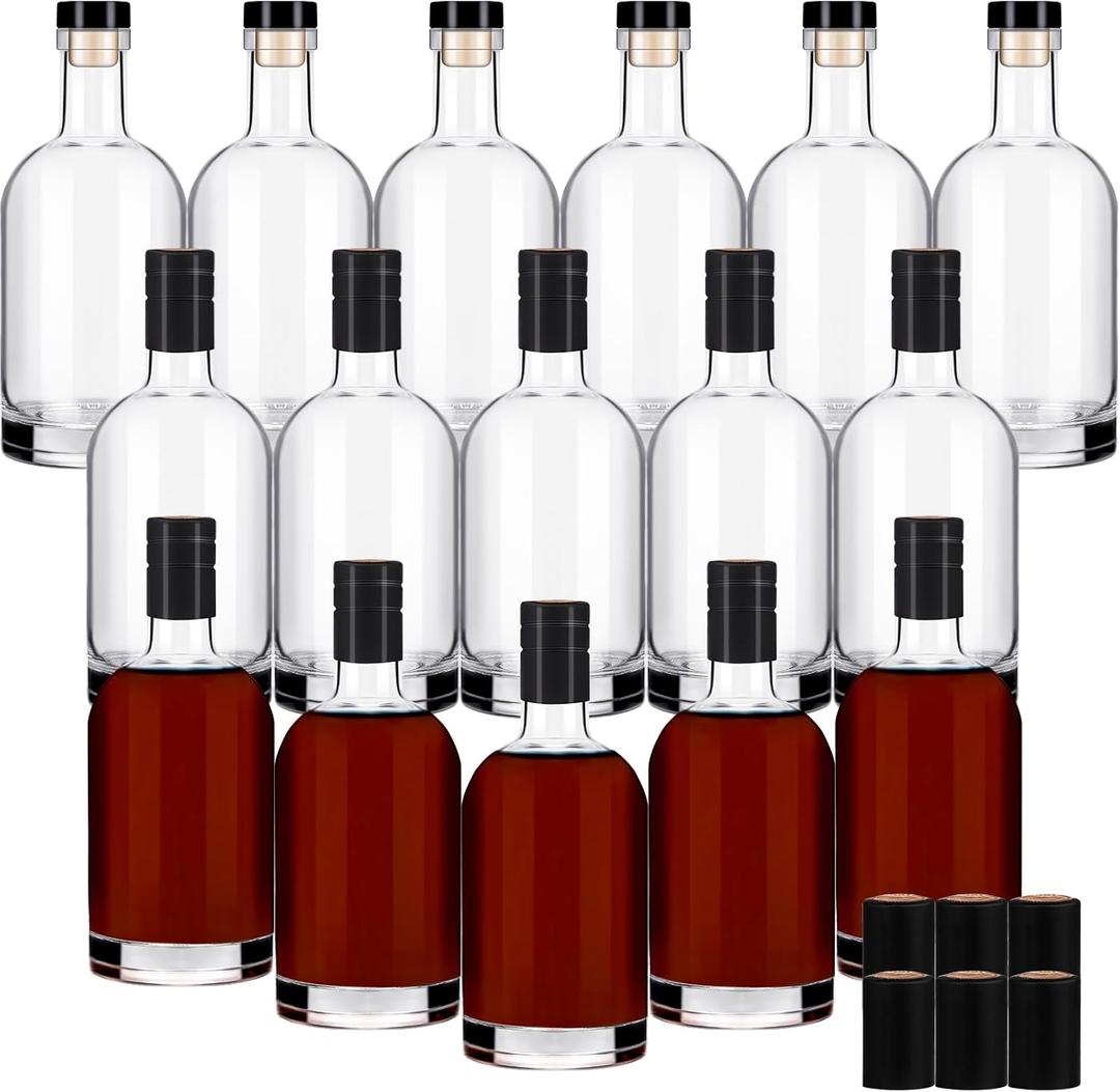 Wine Bottle 16PCS 200 ML Glass Bottles with Lids 6 oz Clear Glass Bottles with Cork Empty Wine Bottle with Stopper for Beverages Drinks Beer Water Soda