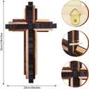 Jetec Christian Wooden Wall Cross,3D Multi-color Triple Stacked Reclaimed Decorative Worn Wooden Wall Cross for Home Religious Church Hanging Decoration(Classic Color)