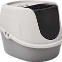 Amazon Basics No-Mess Hooded Enclosed Cat Litter Box with Odor Control and Swinging Door, Large, 24" x 18" x 17", Multicolor